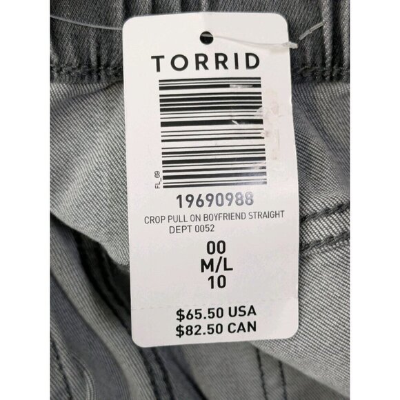 Torrid Crop Pull On Boyfriend Straight Pants Womens M/L 10 Medum/Large Gray - Picture 4 of 16